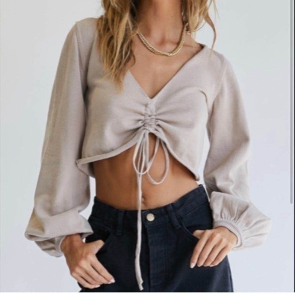 Princess Polly Ruched Drawstring Crop Top L XL